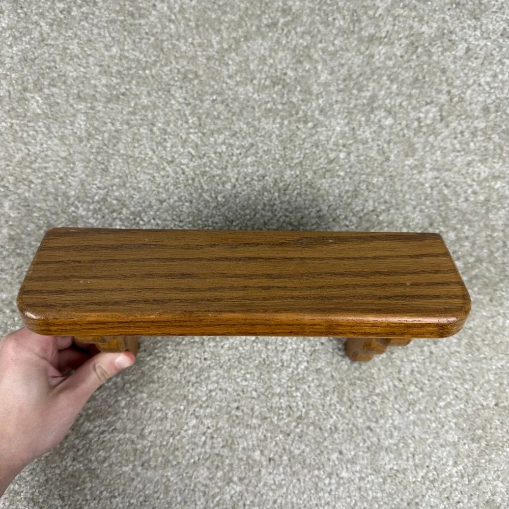 Vintage Oak Wood Wall Shelf Heart Cutout Country Farmhouse Rustic Brown Small